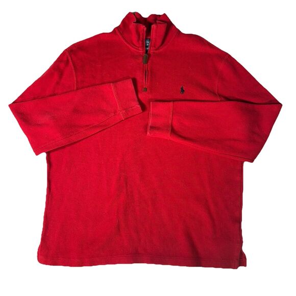 Vintage Ralph Lauren Polo Sweatshirt Men’s Large Red 1/4 Zip Sweater - Picture 4 of 9